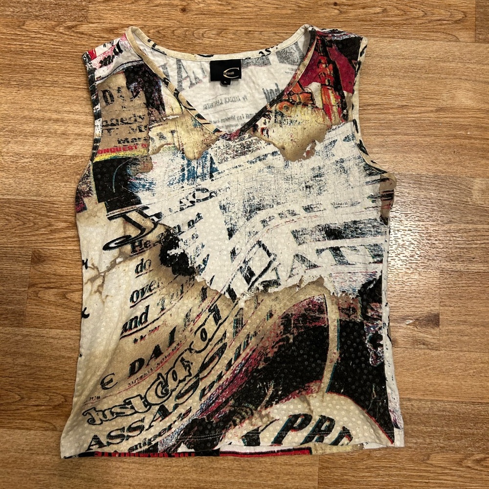 Vintage Just Cavalli Newspaper Tank